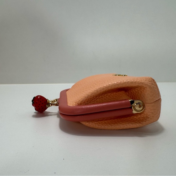 COACH Nora Kisslock Crossbody With Strawberry 🍓Leather Gold/Faded Blush/Taffy - Picture 15 of 16